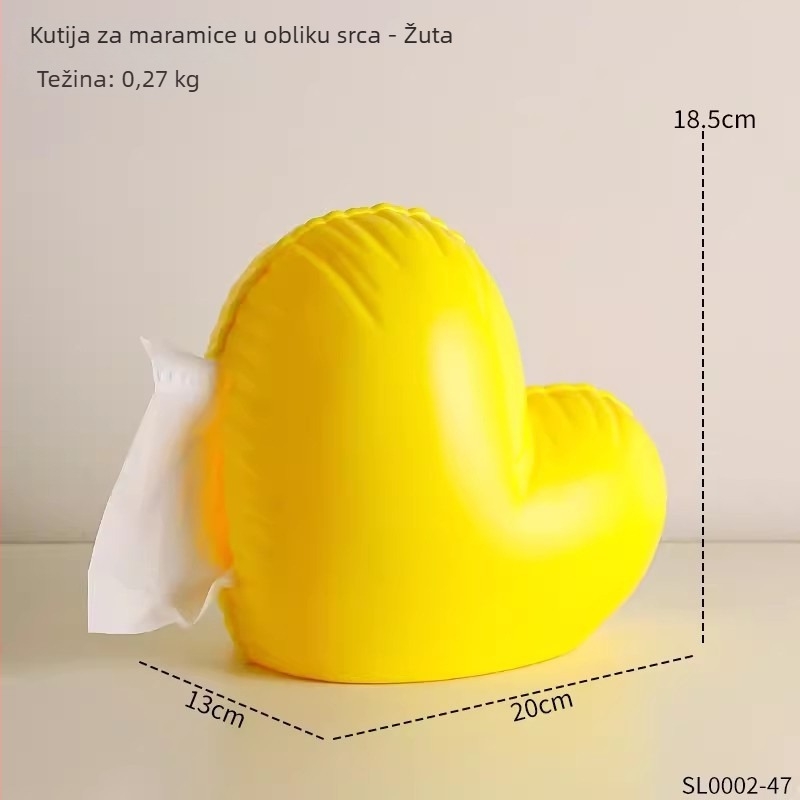 Kutija maramica u obliku srca za kućnu upotrebu, modernog i elegantnog dizajna za radni stol i stol za kavu