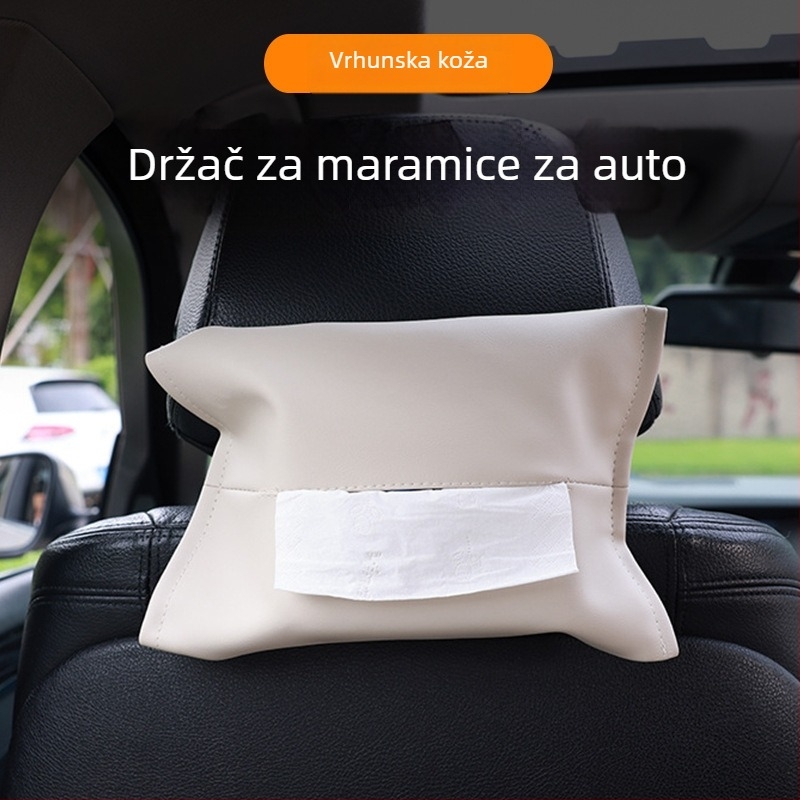 Kožna kutija za maramice u automobilu, viseća torbica za maramice na stražnjem dijelu sjedala i naslona za ruku