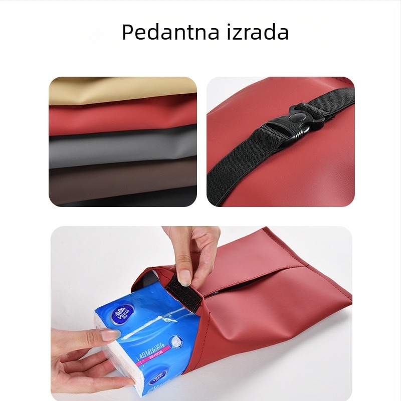 Kožna kutija za maramice u automobilu, viseća torbica za maramice na stražnjem dijelu sjedala i naslona za ruku