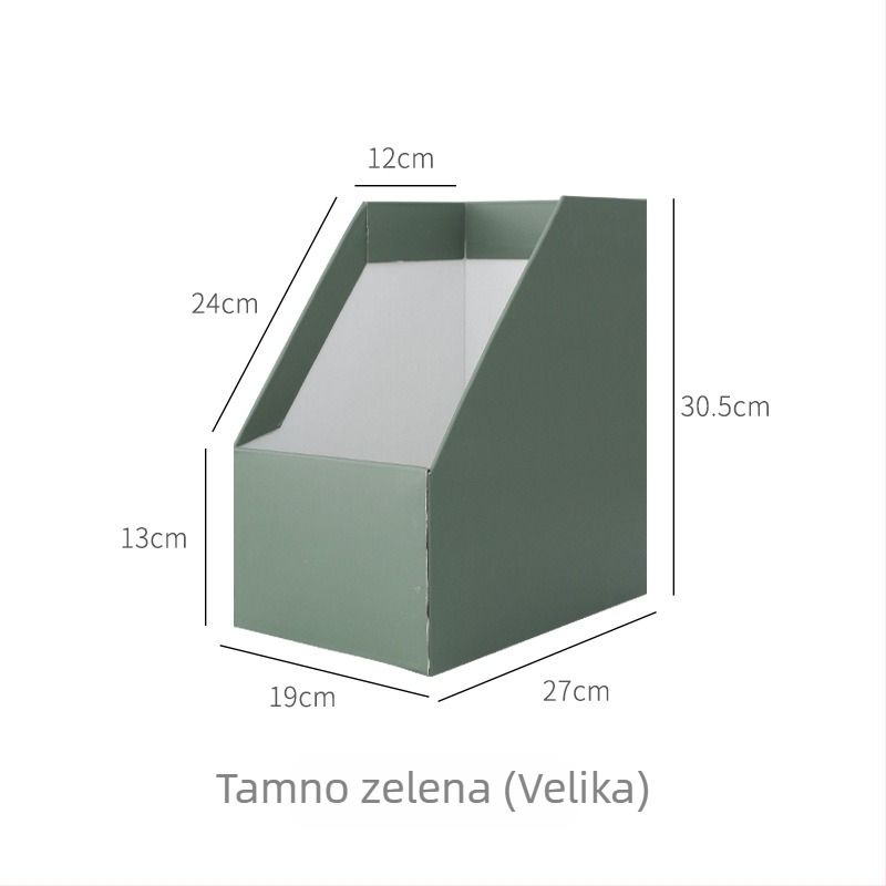 Zeleni organizator za stol od valovitog papira s kutijom za pohranu i nosačem za knjige