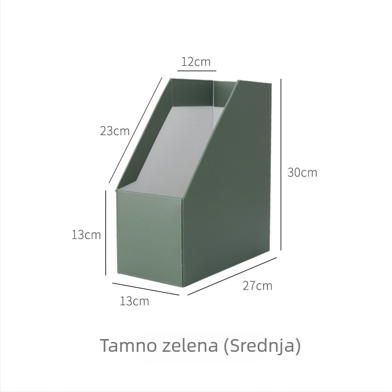 Zeleni organizator za stol od valovitog papira s kutijom za pohranu i nosačem za knjige