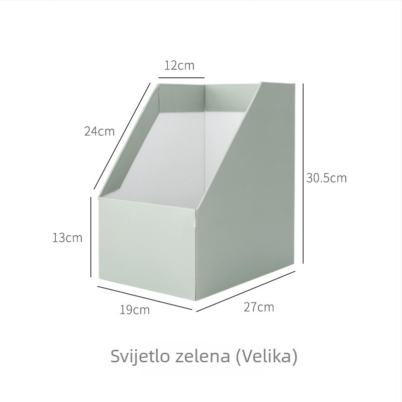 Zeleni organizator za stol od valovitog papira s kutijom za pohranu i nosačem za knjige