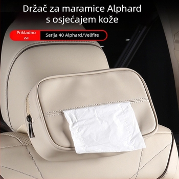 Kožna kutija za maramice za automobil za Alphard 40 Series, kompatibilna s modelima 15–24, unutarnji dodatak