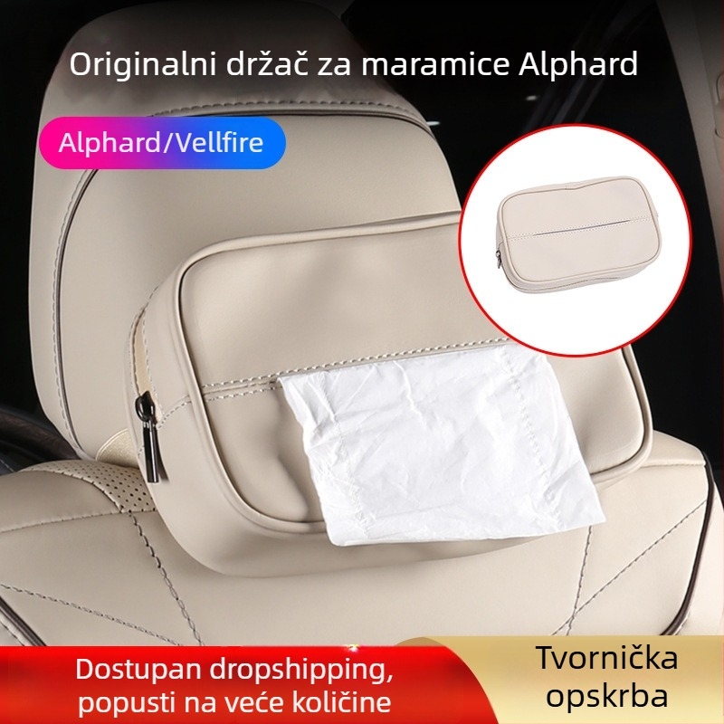 Kožna kutija za maramice za automobil za Alphard 40 Series, kompatibilna s modelima 15–24, unutarnji dodatak
