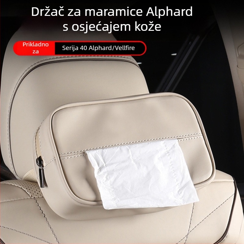 Kožna kutija za maramice za automobil za Alphard 40 Series, kompatibilna s modelima 15–24, unutarnji dodatak