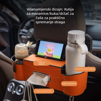 Višenamjenski plastični organizator za stražnje sjedalo – držač maramica, držač čaša i prostor za pohranu u automobilu