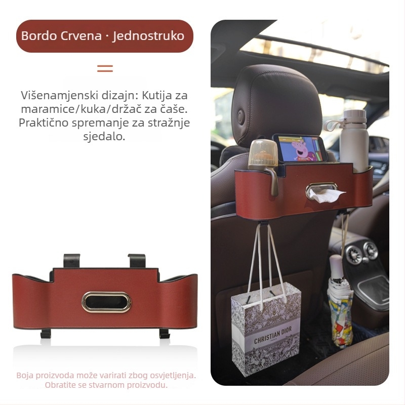 Višenamjenski plastični organizator za stražnje sjedalo – držač maramica, držač čaša i prostor za pohranu u automobilu