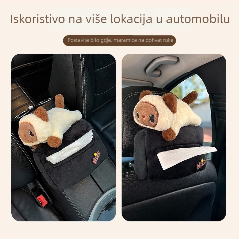 Kutija za maramice u autu – plišano oblikovana kao jabuka, visi s naslona stražnjeg sjedala, dekor unutrašnjosti automobila