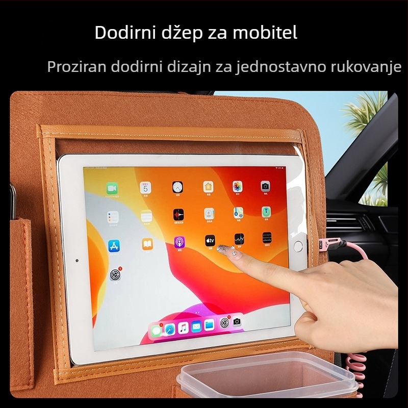 Vješena torba za pohranu u automobilu za stražnje sjedalo, kutija za maramice i pretinac za otpad