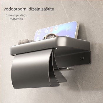 Zidni držač za telefon u kupaonici bez bušenja, kutija za maramice i ploča za odlaganje