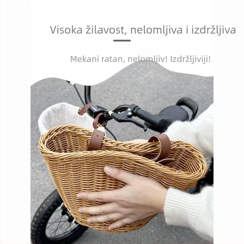 Ručna prednja košara od imitacije ratana za dječji bicikl, pretinac za grickalice, vodootporna