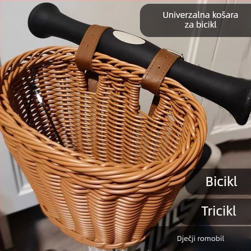 Ručna prednja košara od imitacije ratana za dječji bicikl, pretinac za grickalice, vodootporna