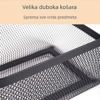 Stolna višefunkcionalna košara za odlaganje s mrežastim dizajnom i drvenom ručkom, za kuhinju i dom, za povrće, voće i sitne predmete, pravokutna