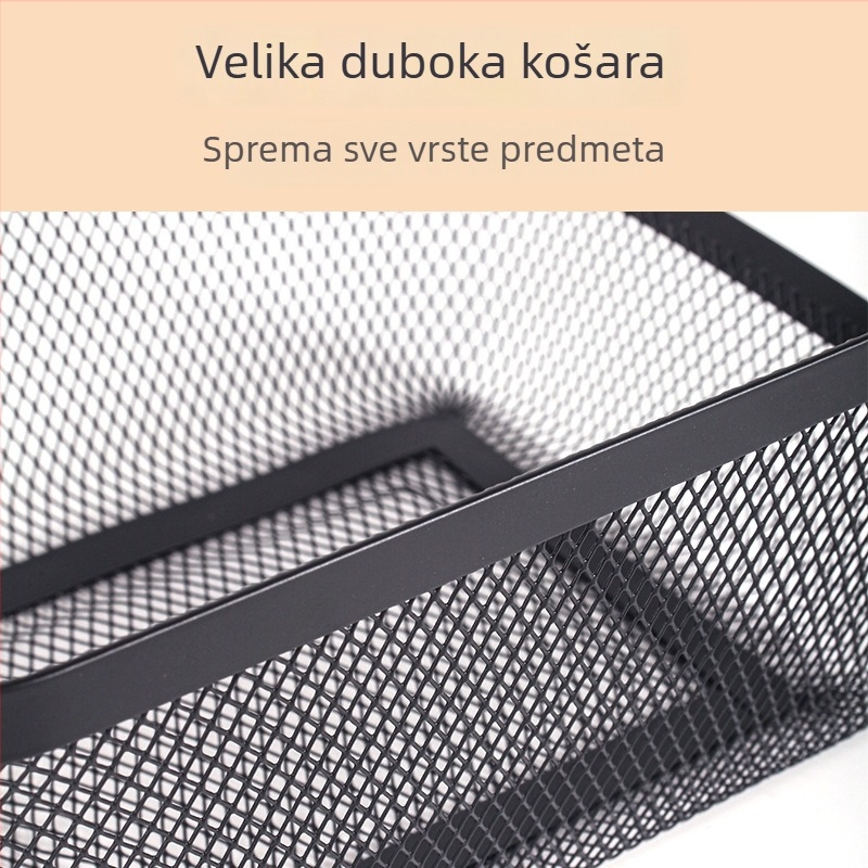 Stolna višefunkcionalna košara za odlaganje s mrežastim dizajnom i drvenom ručkom, za kuhinju i dom, za povrće, voće i sitne predmete, pravokutna