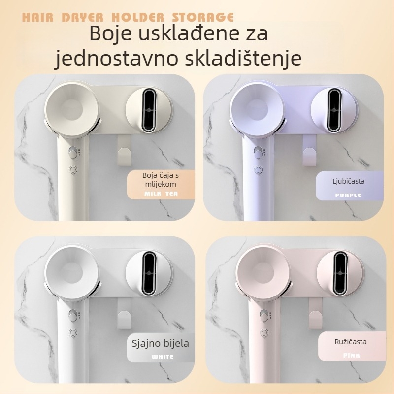 Laifen sušilo za kosu Lite — zidni nosač bez bušenja, polica za pohranu