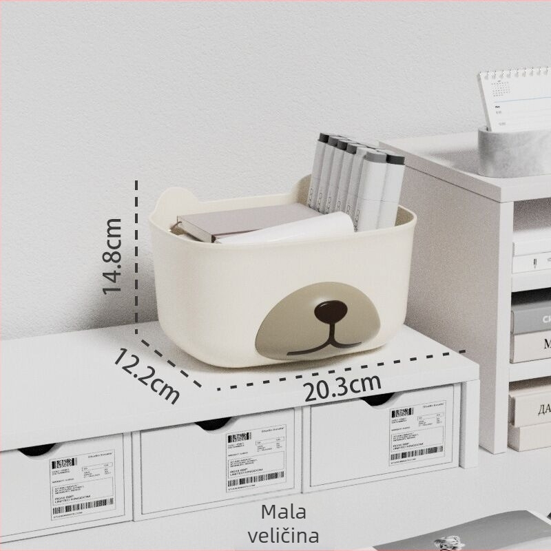 Desktop plastična kutija za pohranu s karikaturalnim dizajnom – jednostavna i slatka, organizator za knjige, školske potrepštine, kozmetiku i donje rublje