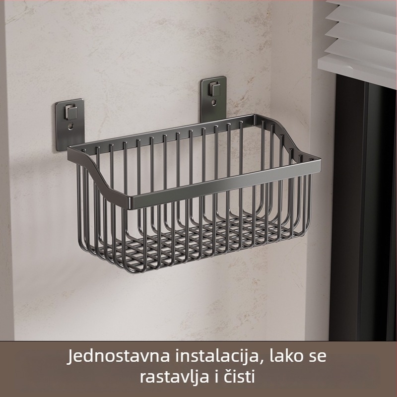 Zidni organizator za kuhinju i kupaonu, bez bušenja, za đumbir, luk i češnjak, s odvodom