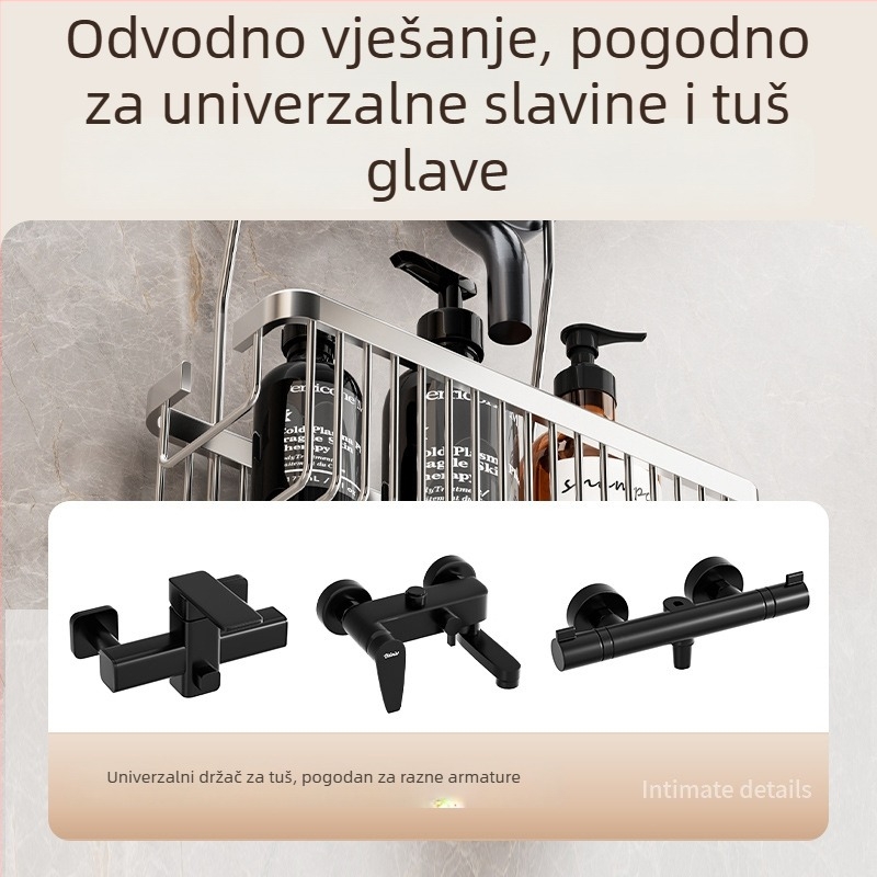 Vješena košara za tuš na šipki, bez bušenja, polica za gel za tuširanje i šampon
