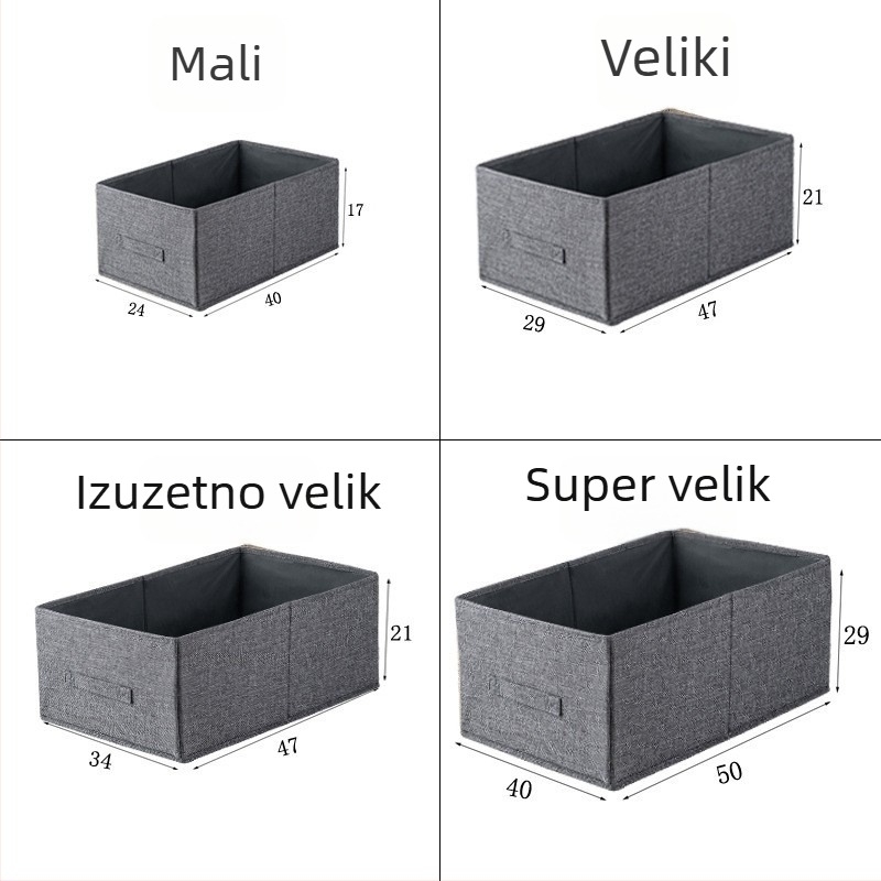 Kutija za skladištenje odjeće od pamuka i lana, sklopivi garderobni organizator s pregradama, 35 litara