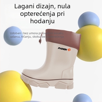 Dječje čizme za kišu srednje visine, vodootporne, s flis unutrašnjom, protuklizna potplat, za djecu 4–6 godina
