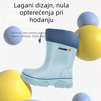 Dječje čizme za kišu srednje visine, vodootporne, s flis unutrašnjom, protuklizna potplat, za djecu 4–6 godina
