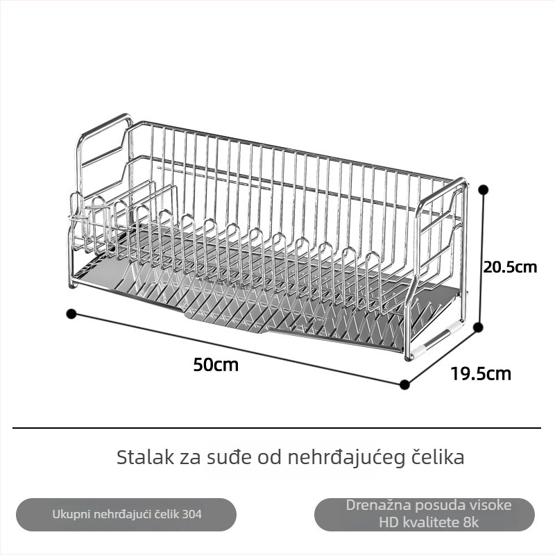 Stalak za sušenje posuđa od nehrđajućeg čelika, višenamjenski kuhinjski odvjes za tanjure