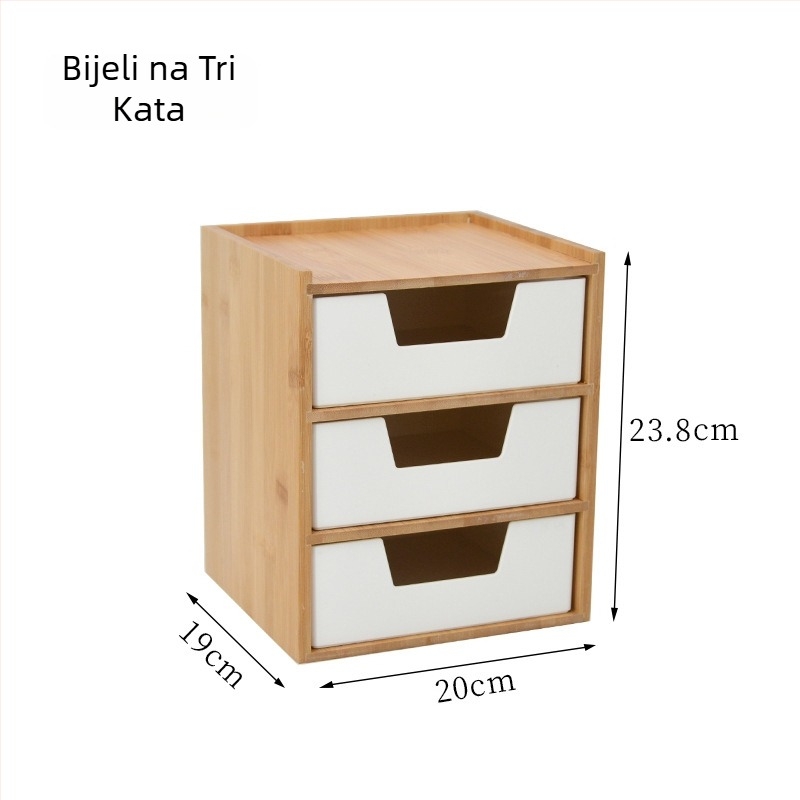 Bambusni organizator kozmetike — stolni višeslojni spremnik za kozmetiku, nakit i manje predmete