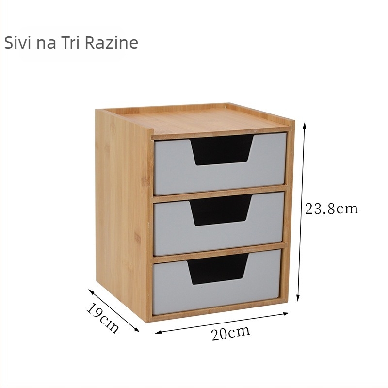 Bambusni organizator kozmetike — stolni višeslojni spremnik za kozmetiku, nakit i manje predmete