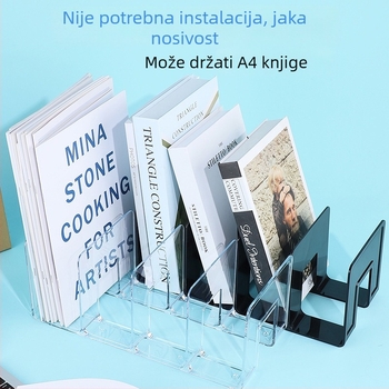 Stolni nosač za knjige s četiri odjeljka, proziran organizator za knjige