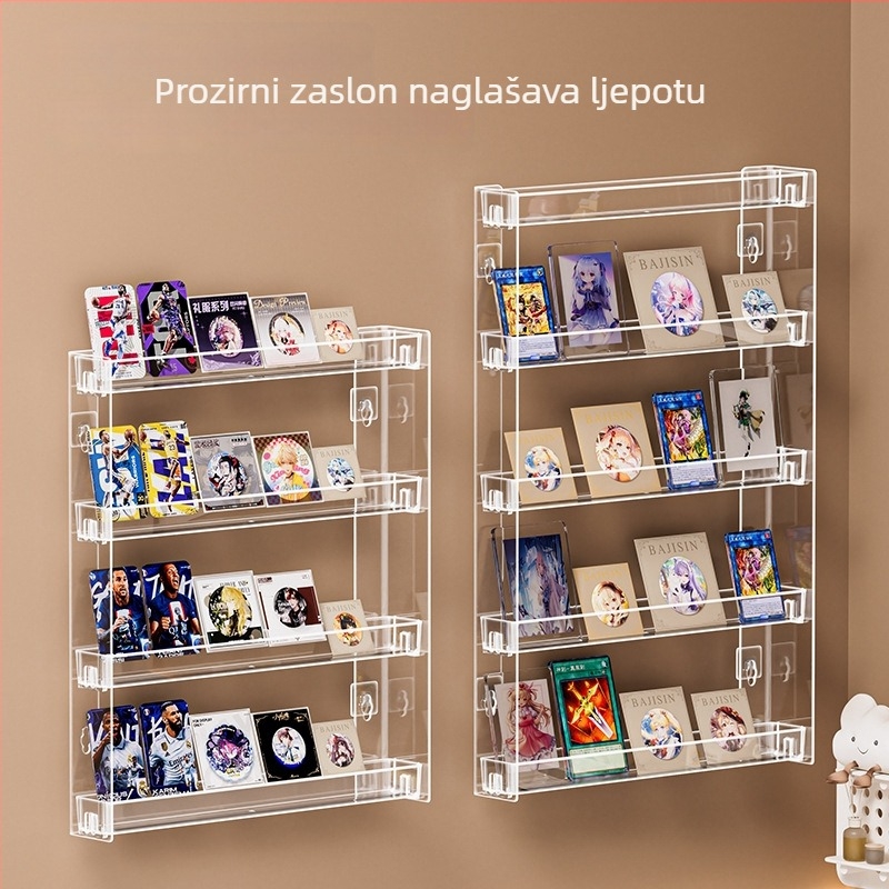 Petoslojni zidni stalak za pohranu i izlaganje figurica, bez bušenja, kuhinjski