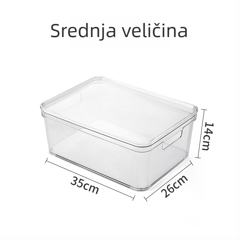 Kućni stolni organizator s prozirnim spremnikom i poklopcem, za grickalice, sitnice, odjeću, igračke i knjige