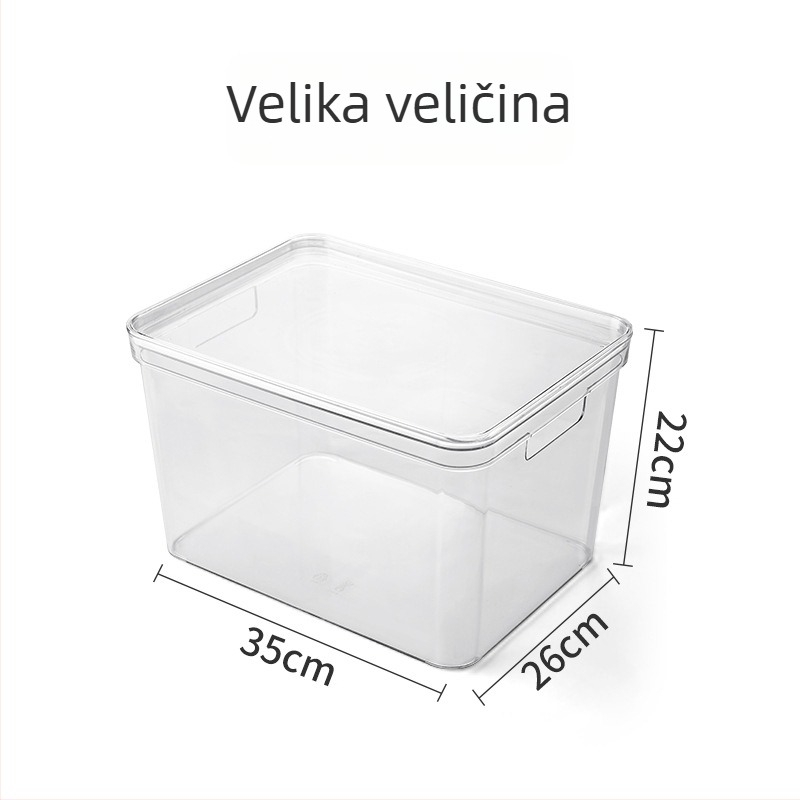 Kućni stolni organizator s prozirnim spremnikom i poklopcem, za grickalice, sitnice, odjeću, igračke i knjige