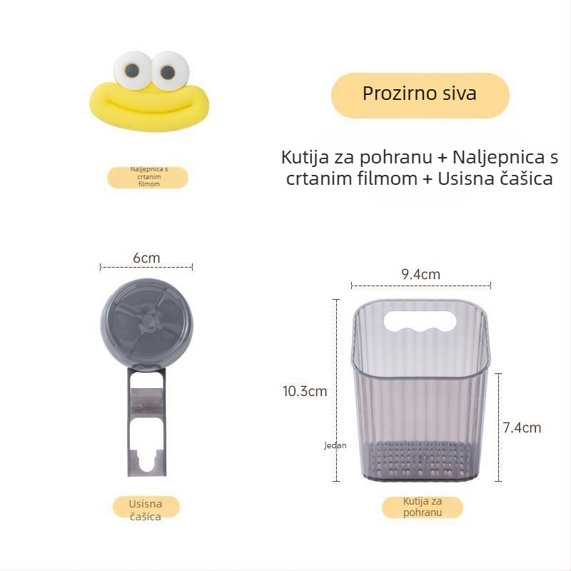 Plastična kuhinjska polica s usisnim čašicama za skladištenje luka, đumbira i češnjaka; zidni koš bez bušenja