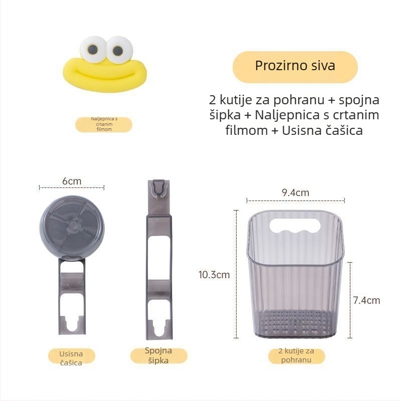 Plastična kuhinjska polica s usisnim čašicama za skladištenje luka, đumbira i češnjaka; zidni koš bez bušenja