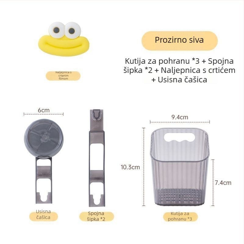 Plastična kuhinjska polica s usisnim čašicama za skladištenje luka, đumbira i češnjaka; zidni koš bez bušenja