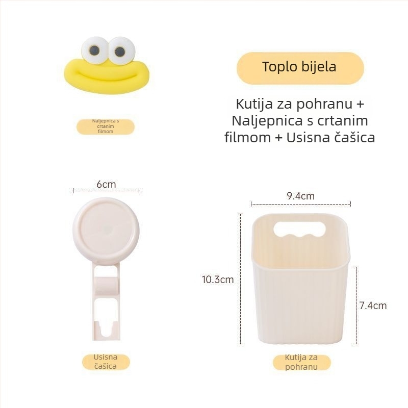 Plastična kuhinjska polica s usisnim čašicama za skladištenje luka, đumbira i češnjaka; zidni koš bez bušenja
