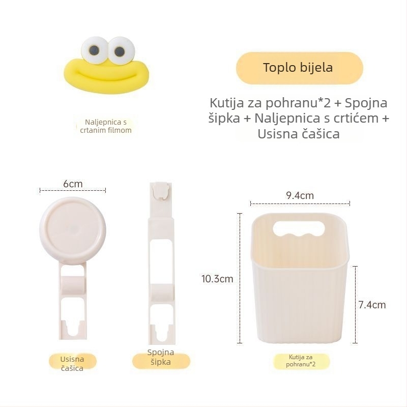 Plastična kuhinjska polica s usisnim čašicama za skladištenje luka, đumbira i češnjaka; zidni koš bez bušenja