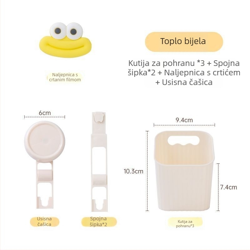 Plastična kuhinjska polica s usisnim čašicama za skladištenje luka, đumbira i češnjaka; zidni koš bez bušenja