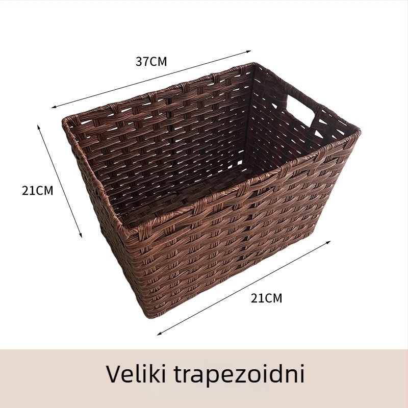 Ručni PVC pleteni košar od imitacije ratana, za pohranu — za piknik, voće, kuhinju i kupaonu