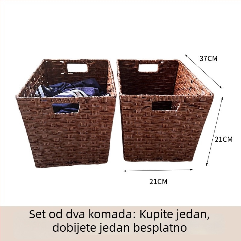 Ručni PVC pleteni košar od imitacije ratana, za pohranu — za piknik, voće, kuhinju i kupaonu