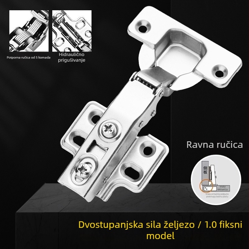 Pante za ormar od nehrđajućeg čelika 304, set od 5 komada, debeli amortizer, dvostupanjsko pomoćno rameno, hidraulički amortizer