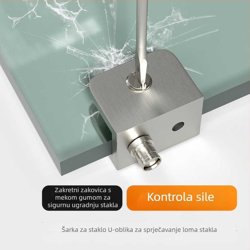 Šarniri od nehrđajućeg čelika za staklena vrata vitrine – gornji i donji pivot, bez bušenja, klips za staklo