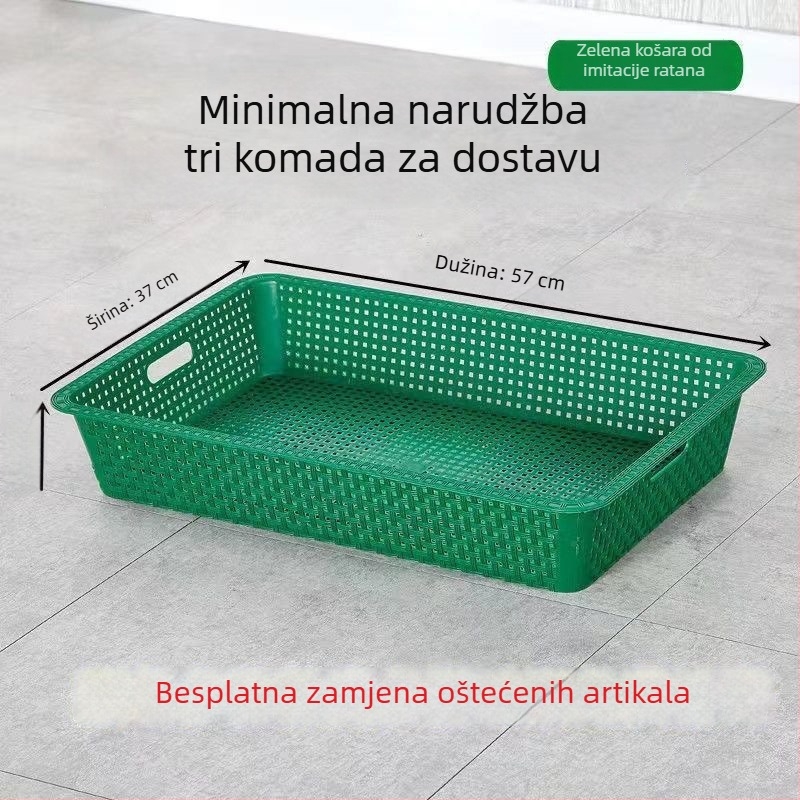 Plastične košare za voće i povrće s pletenim uzorom i izložbenim pladnjevima