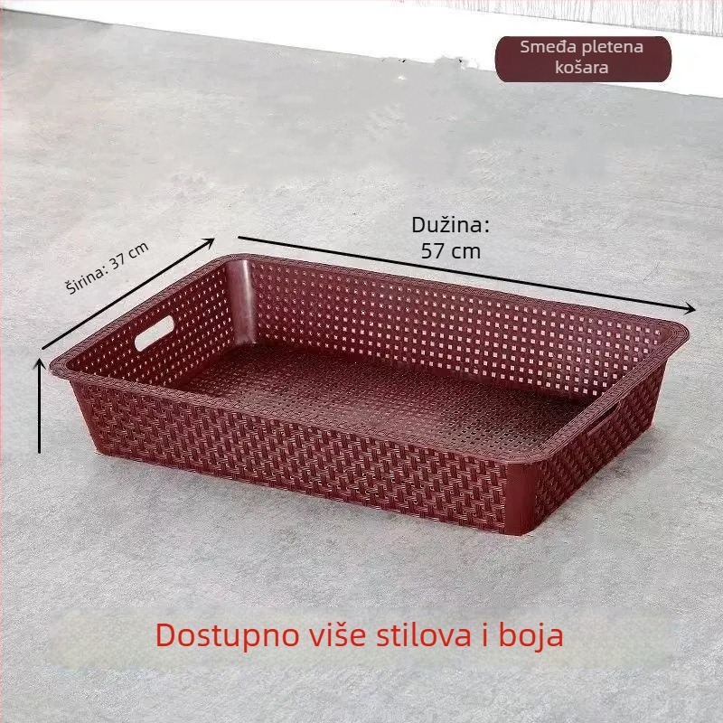 Plastične košare za voće i povrće s pletenim uzorom i izložbenim pladnjevima