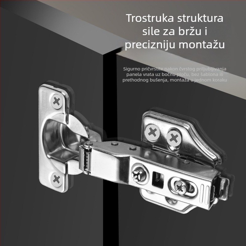 Hidraulična šarka ormarića s tri razine potpunog tlumenja, za vrata debljine 16–28 mm