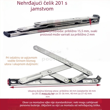 304 nehrđajući čelik; držač prozora za gornje otvaranje; četverostruki spoj; klizni držač; ograničivač vjetra; šarka