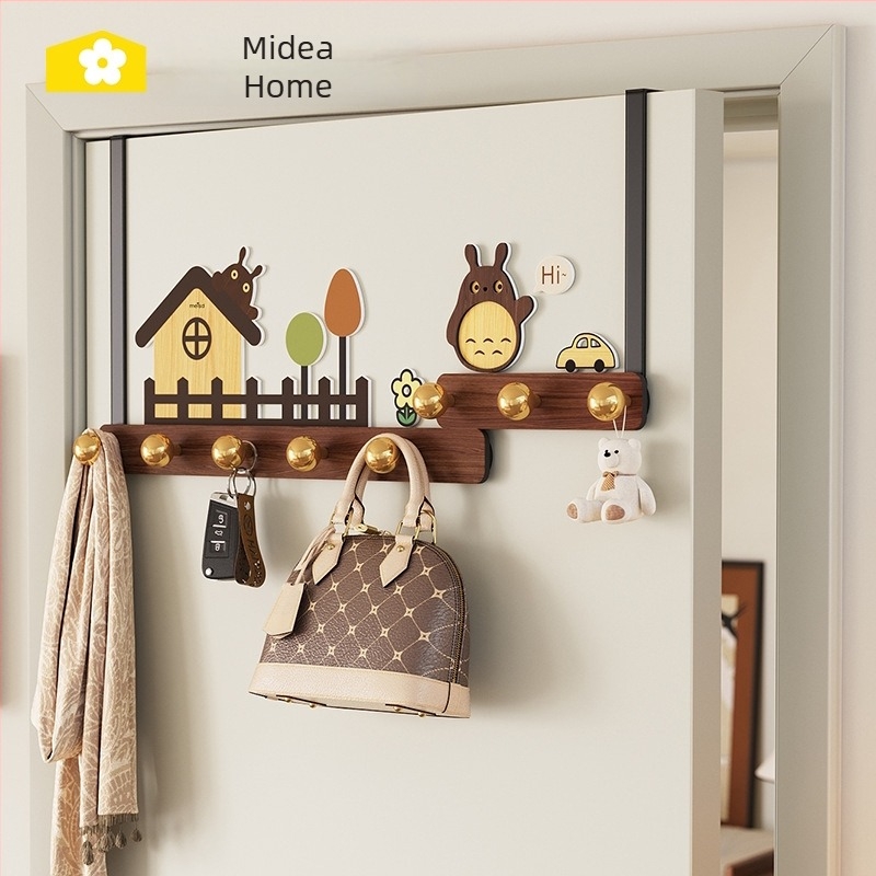 Meishida Kuka za vrata s vakuumskim kukama, bez bušenja, za odjeću, šešire i torbe, 4 kuka, smola, troredni stil