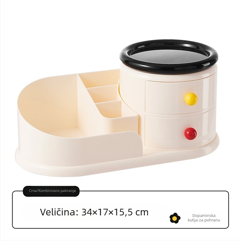 Organizator kozmetike s pretincima i ladicom na kozmetičkom stolu