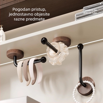 Nordijska masivna drvena vješalica za kapute od orahovog drveta, zidna bez bušenja, samoljepiva, elegantnog dizajna