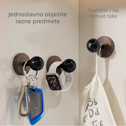 Nordijska masivna drvena vješalica za kapute od orahovog drveta, zidna bez bušenja, samoljepiva, elegantnog dizajna